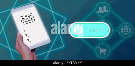 Testo scritto a mano June Teen, Business Approach Legal Holiday negli Stati Uniti della fine della schiavitù negli Stati Uniti Foto Stock