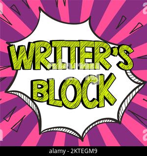 Visualizzazione concettuale Writer's Block, Business Showcase condizione di non essere in grado di pensare a cosa scrivere Foto Stock