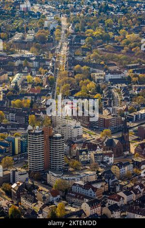 Vista aerea, alto edificio a Kreuzkirche, via Bochumer Straße, Herne-Mitte, Herne, Ruhrgebiet, Renania settentrionale-Vestfalia, Germania, DE, Europ Foto Stock