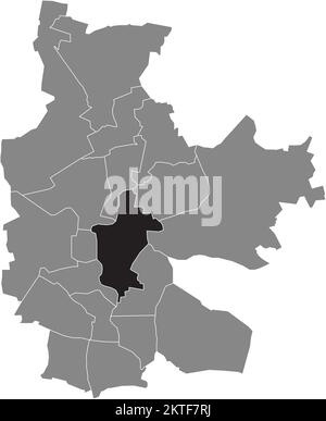 Nero piano vuoto evidenziato mappa della posizione del DISTRETTO SANDOW all'interno della mappa amministrativa grigia DI COTTBUS, Germania Illustrazione Vettoriale