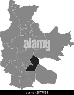 Nero piano vuoto evidenziato mappa della posizione del DISTRETTO DI BRANITZ all'interno grigio mappa amministrativa DI COTTBUS, Germania Illustrazione Vettoriale