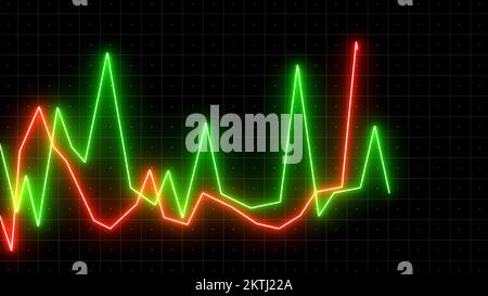 Grafici che mostrano la valuta. Motion.The dollaro e il tasso di cambio dell'euro che corrono sulla tabella, poi scendendo, poi aumentando in animazione. Alta qualità 4K Foto Stock