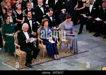 Stoccolma, Svezia, 29 novembre 2022. Re Carlo XVI Gustaf, Regina Silvia, Principessa Corona Vittoria (prima fila), Principessa Sofia, Principe Carlo Filippo e Principe Daniele di Svezia durante un concerto per i membri del Parlamento svedese al Palazzo reale di Stoccolma, Svezia il 29 novembre 2022. Foto: Pontus Lundahl / TT / codice 10050 Foto Stock