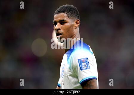 Marcus Rashford in Inghilterra durante la partita di Coppa del mondo FIFA Gruppo B allo stadio Ahmad Bin Ali, al Rayyan, Qatar. Data immagine: Martedì 29 novembre 2022. Foto Stock