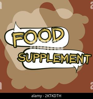 Ispirazione che mostra il segno Food Supplement, Business Concept Condizioni e pratiche che preservano la qualità del cibo Foto Stock
