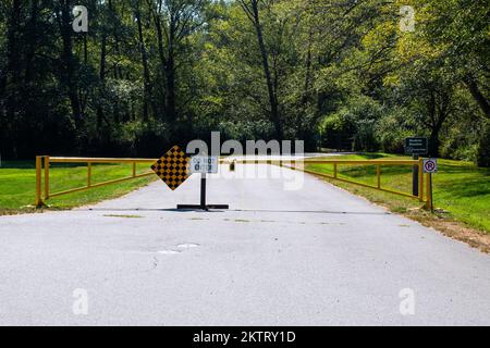 Porta d'ingresso al Deas Island Regional Park a Delta, British Columbia, Canada Foto Stock