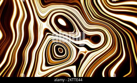 Schema di strisce a liquido in movimento. Movimento. Le strisce ondulate si spostano in un modello fluido. Sfondo astratto con motivi a righe e cerchi. Foto Stock