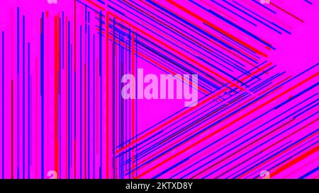 Sfondo viola e bianco. Motion.le linee sottili multicolore costituiscono un triangolo nell'animazione. Riprese in 4K di alta qualità Foto Stock