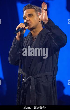 Robbie Williams Concert, Exhibition Centre, Monaco di Baviera, Germania, 27.08.2022, Europa Foto Stock