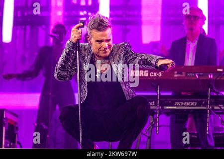 Robbie Williams Concert, Exhibition Centre, Monaco di Baviera, Germania, 27.08.2022, Europa Foto Stock