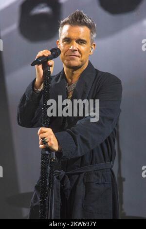 Robbie Williams Concert, Exhibition Centre, Monaco di Baviera, Germania, 27.08.2022, Europa Foto Stock