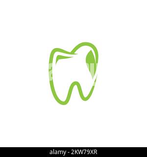 Verde foglia Dental Clinic logo design. Illustrazione vettoriale EPS.8 EPS.10 Illustrazione Vettoriale