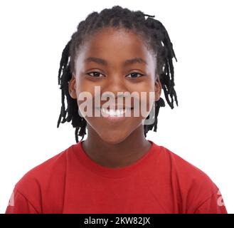 Ha un futuro luminoso. Un ragazzo africano sorridente alla telecamera. Foto Stock