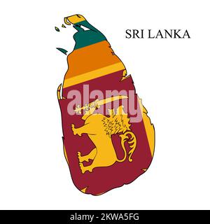 Illustrazione del vettore della mappa dello Sri Lanka. Economia globale. Paese famoso. Asia meridionale Illustrazione Vettoriale