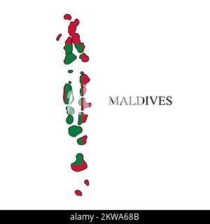 Illustrazione vettoriale della mappa delle Maldive. Economia globale. Paese famoso. Asia meridionale Illustrazione Vettoriale