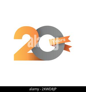 etichetta di 20 anni in stile moderno e minimalista Illustrazione Vettoriale