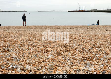 Dover Beach,shingle,spiaggia,at,dover,città,Kent,White Cliffs,White Cliffs of dover,affacciato,dover Port,Kent,Inghilterra,inglese,costa,Kent,GB,Gran Bretagna,Gran Bretagna,Gran Bretagna,Regno Unito,Regno Unito,Europa,Europa,agosto,estate, Foto Stock