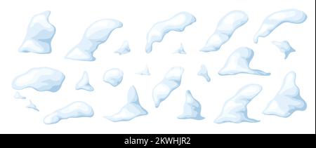 Set di neve. Elementi per il gioco di progettazione ui. Neve nel cartone animato. Età del ghiaccio nell'illustrazione vettoriale Illustrazione Vettoriale