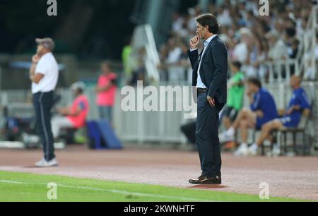 22.08.2013., Stadio Kantrida, Rijeka, Croazia - UEFA European League 4th turno di qualificazione, HNK Rijeka - VfB Stoccarda. Allenatore Bruno Labbadia. Foto: Igor Kralj/PIXSELL Foto Stock