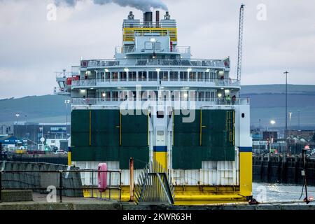 30th novembre 2022, Newhaven, East Sussex, Regno Unito. Arrivo del traghetto e partenza dal porto meridionale britannico di Newhaven. Foto Stock