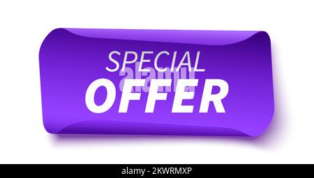 Offerta speciale Tag. Etichetta di sconto viola isolata su sfondo bianco. Illustrazione vettoriale Illustrazione Vettoriale