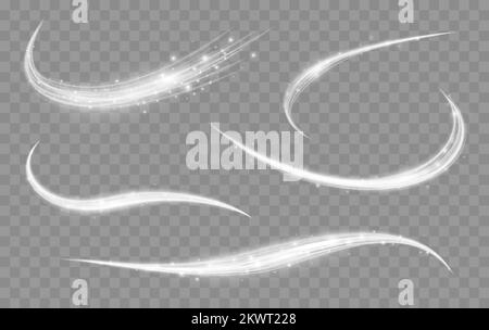 Linee di luccinazione impostate. Effetto luce vettoriale onda traccia luminoso. Illustrazione vettoriale Illustrazione Vettoriale