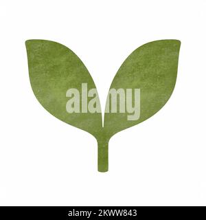 Simbolo della molla. Giovane in crescita. Illustrazione testurizzata disegnata a mano di germoglio. Foto Stock