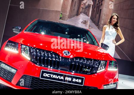 Skoda Octavia RS 245 al Salone dei motori di Ginevra, Svizzera, CH, il 7 marzo 2017. (Foto di Saso Domijan) Foto Stock