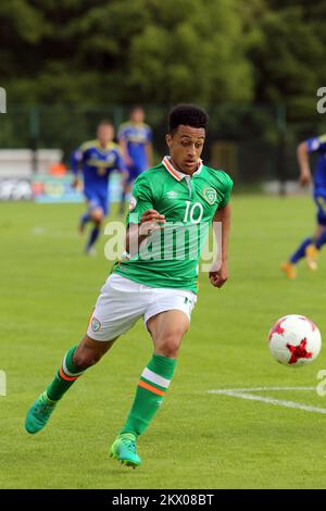 07.05.2017., Kostrena, Croazia - Campionato europeo UEFA U-17 2017. Allo stadio Zuknica, gruppo C, Repubblica d'Irlanda contro Bosnia-Erzegovina. Adam Idah. Foto: Goran Kovacic/PIXSELL Foto Stock