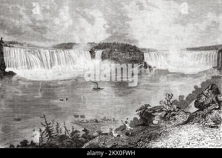 Le cascate del Niagara. Viaggi in Nord America da Louis Deville, Stati Uniti e Canada 1854-1855. Le Tour du Monde 1861 Foto Stock