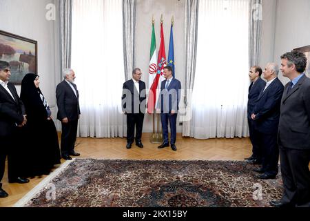 28.06.2017., Croazia, Zagabria - il Presidente del Parlamento croato Gordan Jandrokovic ha ricevuto oggi il Ministro del lavoro, delle cooperative e degli affari sociali della Repubblica islamica dell'Iran Ali Rabiei. Foto: Patrik Macek/PIXSELL Foto Stock