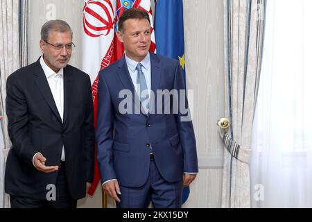 28.06.2017., Croazia, Zagabria - il Presidente del Parlamento croato Gordan Jandrokovic ha ricevuto oggi il Ministro del lavoro, delle cooperative e degli affari sociali della Repubblica islamica dell'Iran Ali Rabiei. Foto: Patrik Macek/PIXSELL Foto Stock