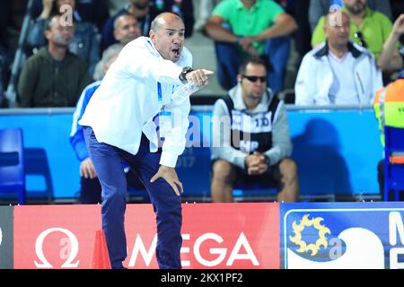 27.07.2017., Budapest, Ungheria - Campionati Mondiali FINA in Water Polo 2017, Semifinali, Serbia - Croazia. Capo allenatore nazionale croato Ivica Tucak. Foto: Davor Javorovic/PIXSELL Foto Stock