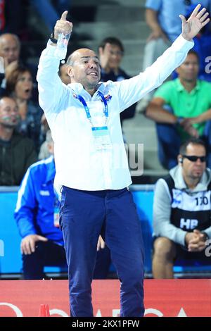 27.07.2017., Budapest, Ungheria - Campionati Mondiali FINA in Water Polo 2017, Semifinali, Serbia - Croazia. Capo allenatore nazionale croato Ivica Tucak. Foto: Davor Javorovic/PIXSELL Foto Stock