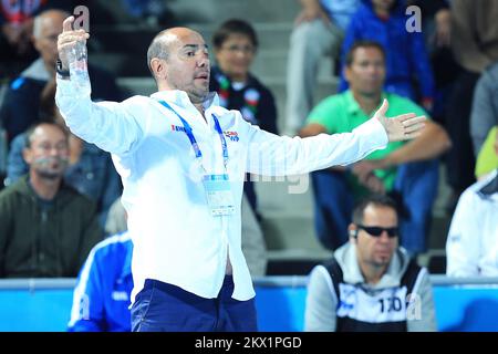 27.07.2017., Budapest, Ungheria - Campionati Mondiali FINA in Water Polo 2017, Semifinali, Serbia - Croazia. Capo allenatore nazionale croato Ivica Tucak. Foto: Davor Javorovic/PIXSELL Foto Stock