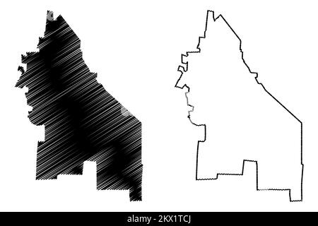 Hopelchen municipalità (Stato libero e sovrano di Campeche, Messico, Stati Uniti del Messico) illustrazione vettoriale mappa, schizza schizzo Hopelchén mappa Illustrazione Vettoriale