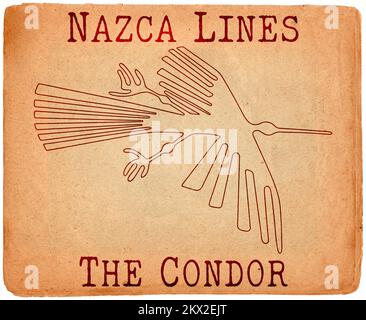 Geoglifo del condor da Nazca, le linee Nazca, deserto Nazca, Perù Foto Stock