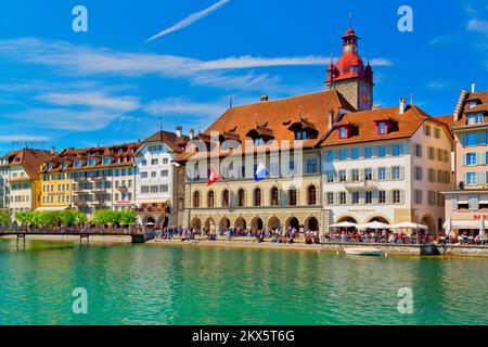 Famosa città di Lucerna sul lago di Lucerna, Alpi svizzere, Svizzera Foto Stock