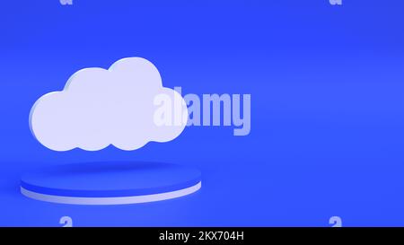 design del concetto di cloud isolato per la presentazione o la pubblicità su cloud storage in background con illustrazioni 3d, concetto per il cloud computing e il digitale Foto Stock