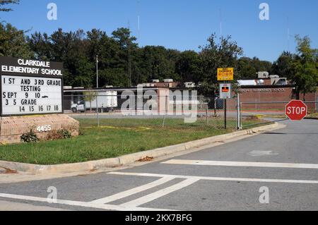 Scuola elementare della contea di Cobb allagata. Georgia forti tempeste e inondazioni. Fotografie relative a disastri e programmi, attività e funzionari di gestione delle emergenze Foto Stock