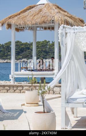 08.08.2018., Dubrovnik, Croazia - spiagge popolari a Dubrovnik. Copacabana su Babin Kuk Foto: Grgo Jelavic/PIXSELL Foto Stock