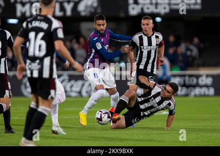 Sangalli, Matheus, Pablo De Blasis, FC Cartagena vs SD Eibar, liga smartbank, seconda divisione di calcio spagnola, stadio Cartagonova, giorno 17, Cartagena, Foto Stock