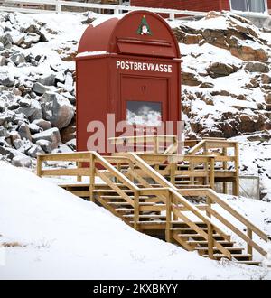 La casella postale di Natale del Padre nella città di Uummannaq, Groenlandia occidentale Foto Stock