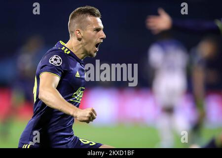 ZAGABRIA, CROAZIA - 18 SETTEMBRE: Mislav Orsic di GNK Dinamo Zagreb celibrate Goal durante la partita di gruppo C della UEFA Champions League tra GNK Dinamo e Atalanta B.C. allo Stadio Maksimir il 18 settembre 2019 a Zagabria, Croazia. Foto: Goran Stanzl/PIXSELL Foto Stock