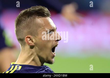 ZAGABRIA, CROAZIA - 18 SETTEMBRE: Mislav Orsic di GNK Dinamo Zagreb celibrate Goal durante la partita di gruppo C della UEFA Champions League tra GNK Dinamo e Atalanta B.C. allo Stadio Maksimir il 18 settembre 2019 a Zagabria, Croazia. Foto: Goran Stanzl/PIXSELL Foto Stock