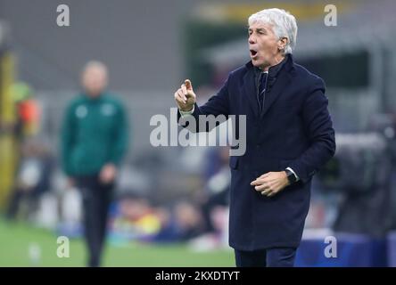 MILANO, ITALIA - 26 NOVEMBRE: Gian Piero Gasperini capo allenatore di Atalanta reagisce durante la partita di UEFA Champions League C tra Atalanta e Dinamo Zagreb allo Stadio Giuseppe Meazza il 26 novembre 2019 a Milano. Foto: Slavko Midzor/PIXSELL Foto Stock