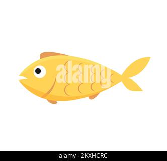 Illustrazione della silhouette dei pesci dell'acquario vettoriale. Colorato cartone animato piatto acquario pesci icona per il tuo design. EPS 10 Illustrazione Vettoriale
