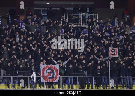 Fan di GNK Dinamo Bad Blue Boys durante la partita di tappa del gruppo K della UEFA Europa League tra GNK Dinamo Zagreb e Feyenoord Rotterdam allo stadio Maksimir il 22 ottobre 2020 a Zagabria, Croazia. Foto: Goran Stanzl/PIXSELL Foto Stock