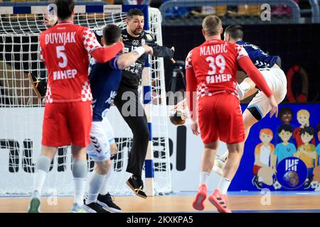 CAIRO, EGITTO - 23 GENNAIO: Portiere Ivan Pesic di Croazia durante il Campionato del mondo IHF di II categoria 27th tra Argentina e Croazia al Cairo Stadium Sports Hall il 23 gennaio 2021 al Cairo, Egitto. Foto: Slavko Midzor/PIXSELL Foto Stock