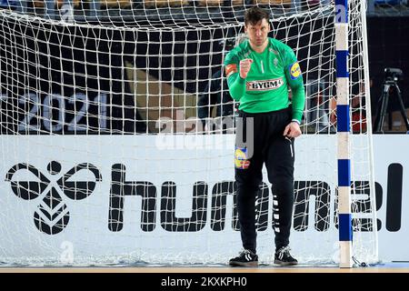 CAIRO, EGITTO - 23 GENNAIO: Portiere Niklas Landin Jacobsen di Danimarca durante la partita IHF Men's World Championship Group II del 27th tra Giappone e Danimarca al Cairo Stadium Sports Hall il 23 gennaio 2021 al Cairo, Egitto. Foto: Slavko Midzor/PIXSELL Foto Stock